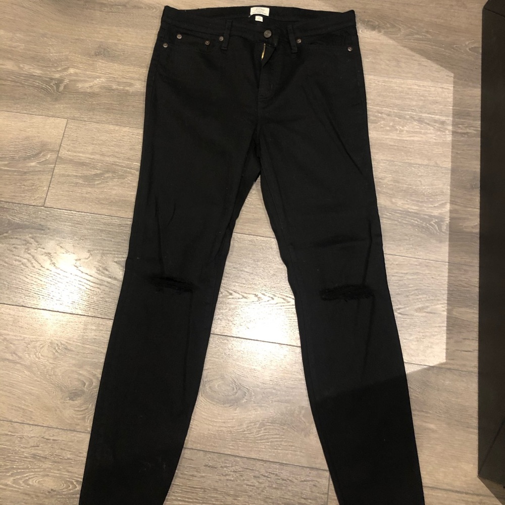 Women’s Jcrew Black Jeans—distressed knees